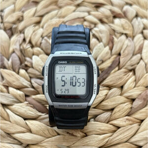 Casio Illuminator Digital Watch Men Black Timer W-96H-1A 50M Chronograph